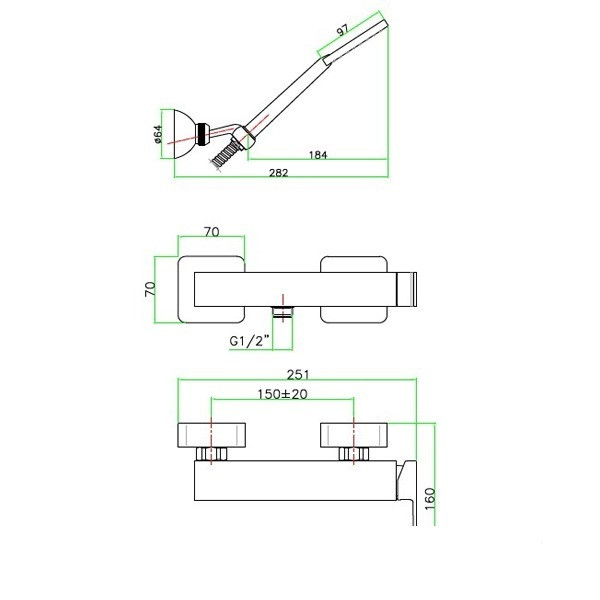 Смеситель для душа Fiore Kube 100CR8540, хром. Фото 2