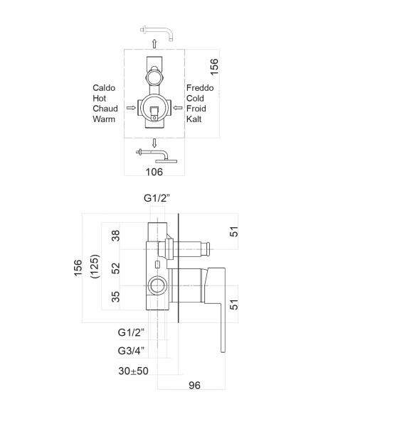 Смеситель для душа Fiore KUBE 100NN7517, черный. Фото 2