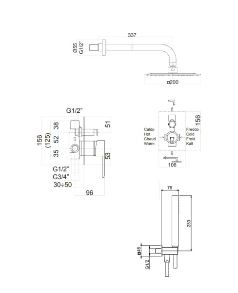 Смеситель для душа Fiore Kube 100NN7553, черный. Фото 2