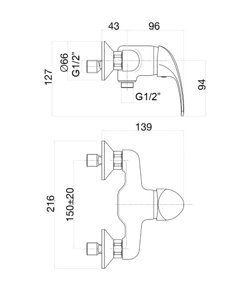 Смеситель для душа Fiore MAX 32CR1230, хром. Фото 2