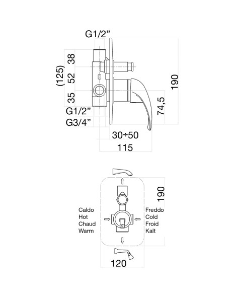 Смеситель для душа Fiore NEXUS 43CR1931, хром. Фото 2