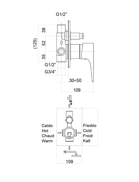 Смеситель для душа Fiore XO 73CR7317, хром. Фото 2