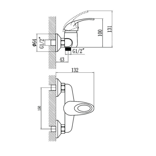 Смеситель для душа Fmark FM3003, хром. Фото 2