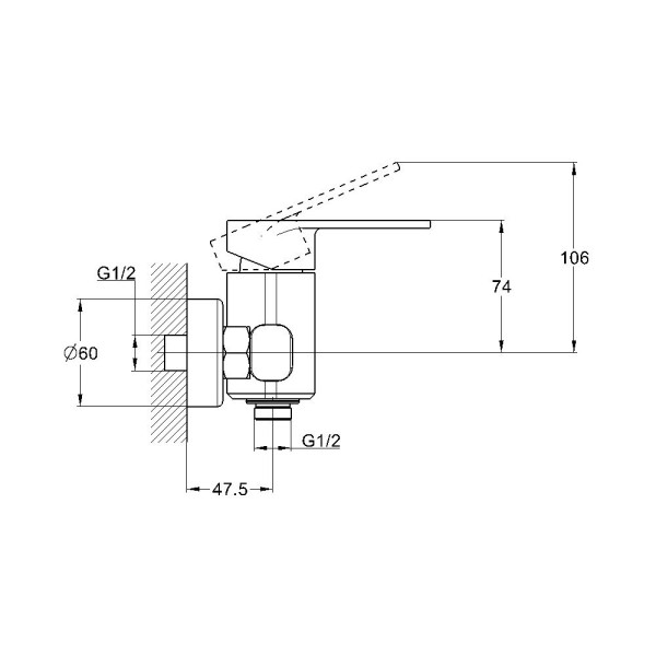 Смеситель для душа G.Lauf NOB5-A128, хром. Фото 2
