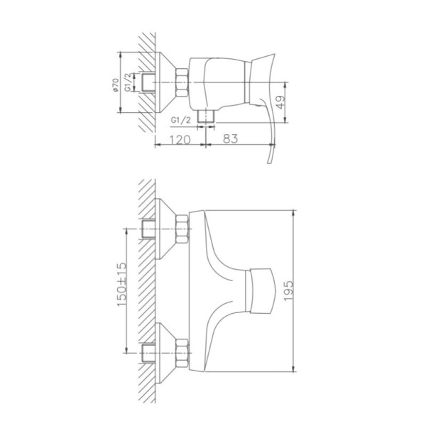 Смеситель для душа Haiba HB2001, хром. Фото 2