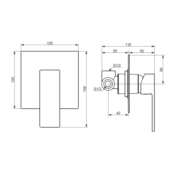 Смеситель для душа монтируемый в стену. Фото 4