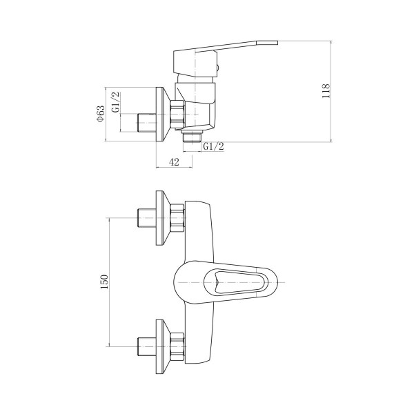 Смеситель для душа Plstart PL2006, хром. Фото 2