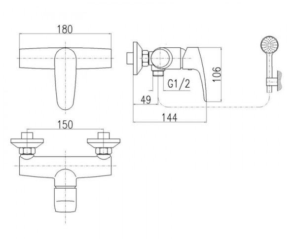 Смеситель для душа Rav Slezak Amur AM781.5/1. Фото 2