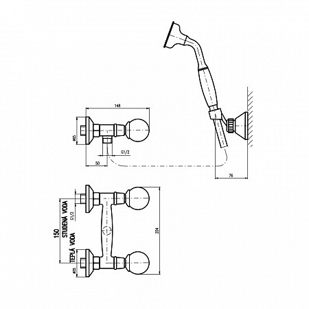 Смеситель для душа Rav Slezak Brilliance BRILLIANCE180.5/2SM. Фото 2
