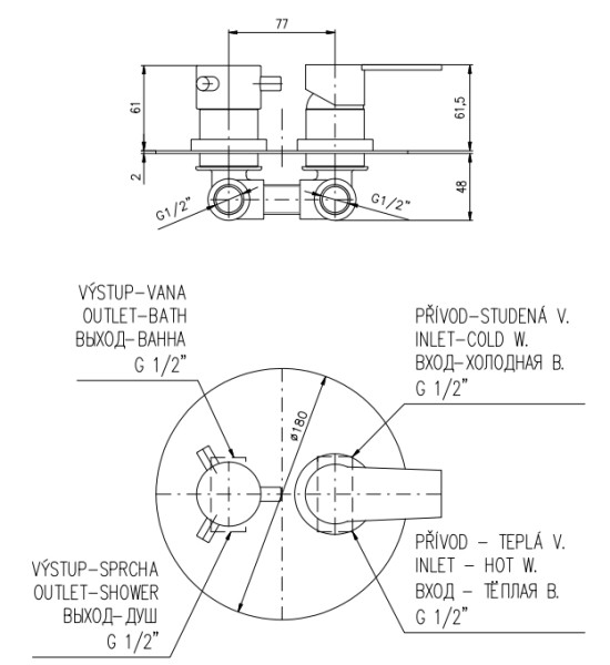 Смеситель для душа Rav Slezak Colorado CO186KBC. Фото 2