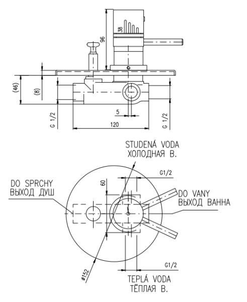 Смеситель для душа Rav Slezak Dunaj Termostat DT286. Фото 2