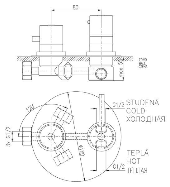 Смеситель для душа Rav Slezak Dunaj Termostat DT387. Фото 2