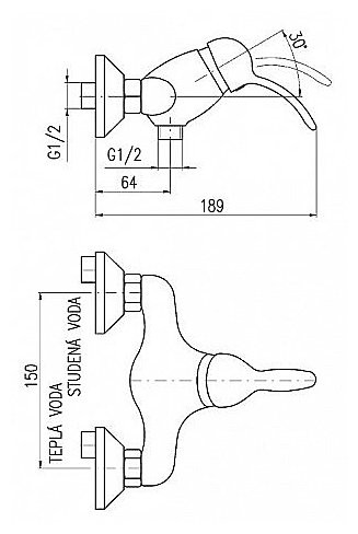 Смеситель для душа Rav Slezak Labe L581.5/2SM. Фото 2