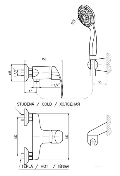 Смеситель для душа Rav Slezak Mississippi MS081.5/2. Фото 2