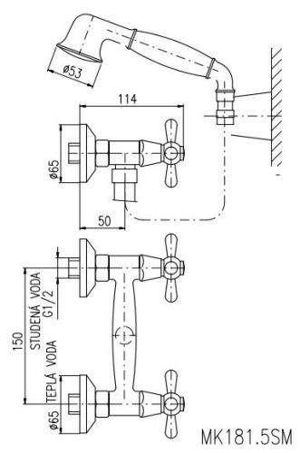 Смеситель для душа Rav Slezak Morava MK180.5/2. Фото 2