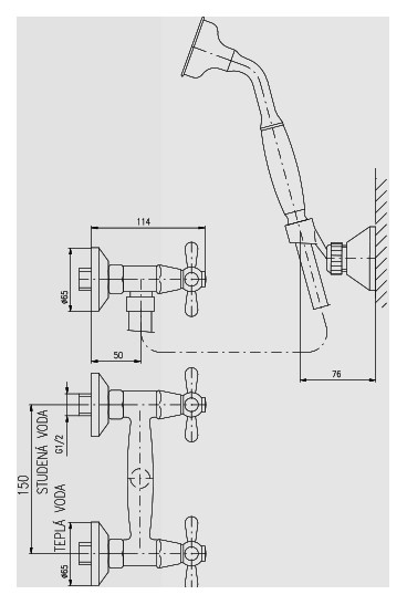 Смеситель для душа Rav Slezak Morava MK780.5/2SM. Фото 3