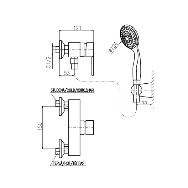 Смеситель для душа Rav Slezak Zambezi ZA081.5/2. Фото 2