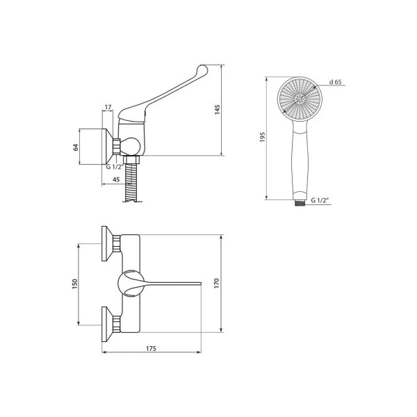Смеситель для душа с хирургической ручкой Славен СЛ-ОД-Х40, хром. Фото 2