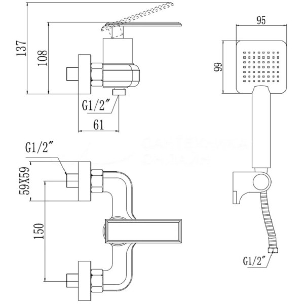 Смеситель для душа Savol S-600107T, хром. Фото 2
