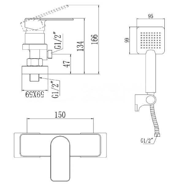 Смеситель для душа Savol S-600705, хром. Фото 2