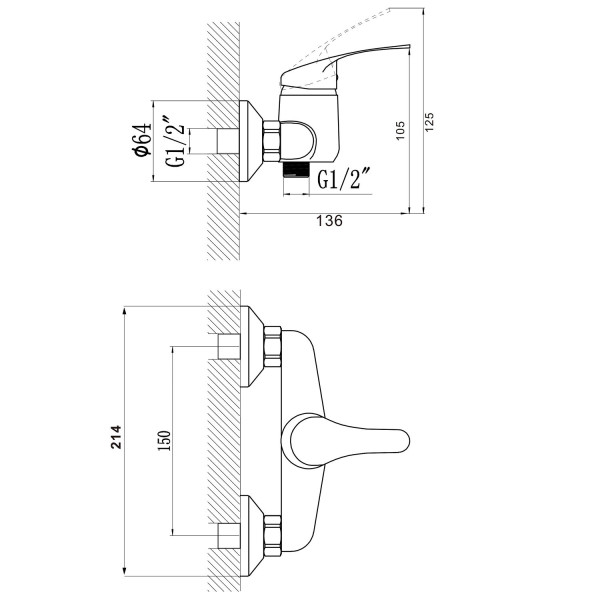 Смеситель для душа Savol S-T3001, хром. Фото 2