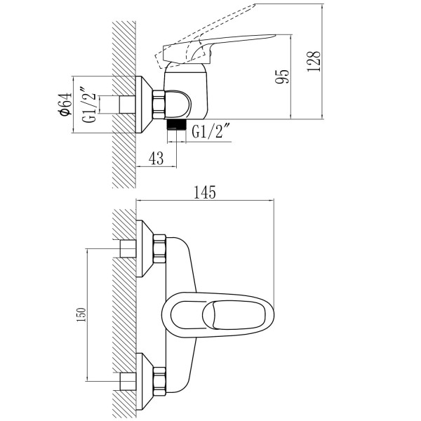 Смеситель для душа Savol S-T3004, хром. Фото 2
