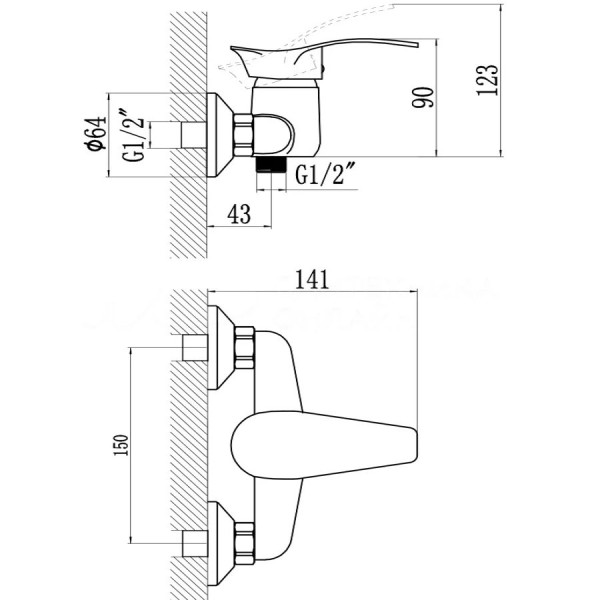 Смеситель для душа Savol S-T3006, хром. Фото 2