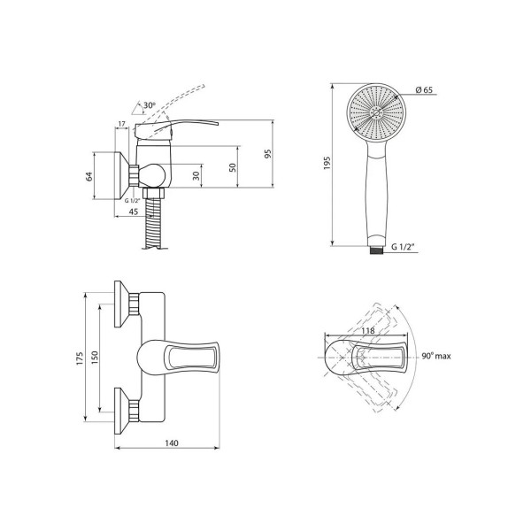 Смеситель для душа Славен СЛ-ОД-Ц40, хром. Фото 2