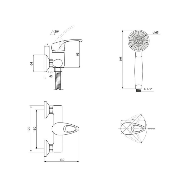 Смеситель для душа Славен СЛ-ОД-Р40, хром. Фото 2