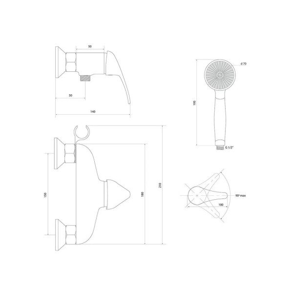 Смеситель для душа Славен СЛ-ОД-В40, хром. Фото 2