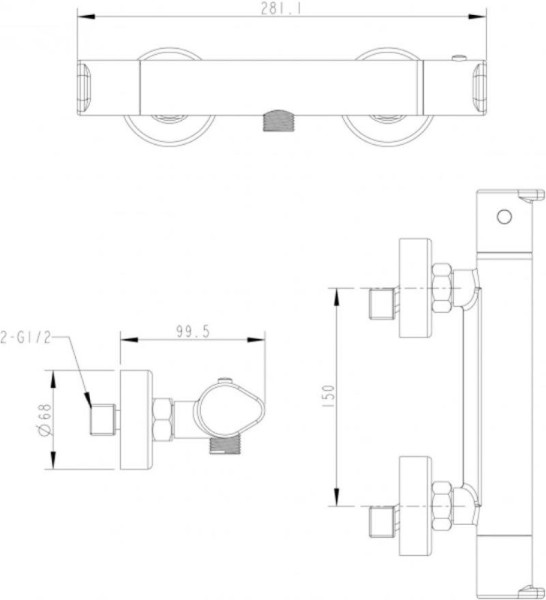 Смеситель для душа термостатический Bravat Waterfall F939114C-01A-RUS, хром. Фото 2