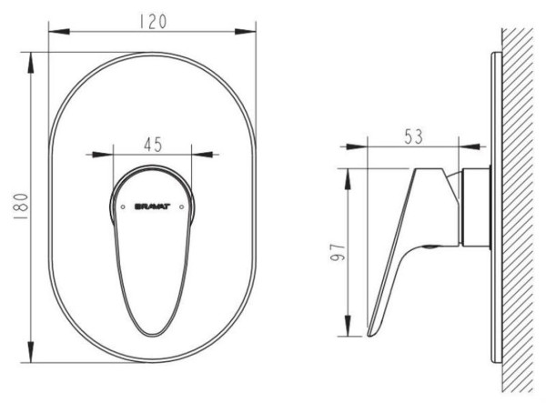 Смеситель для душа встраиваемый на 1 потока Bravat Drop PB84898CP-RUS, хром. Фото 2
