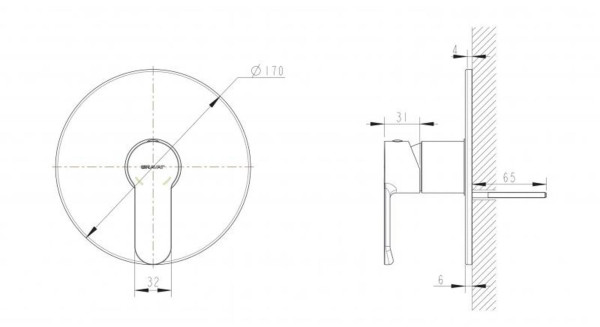 Смеситель для душа встраиваемый на 1 потока Bravat New Moon PB839103CP-RUS, хром. Фото 2