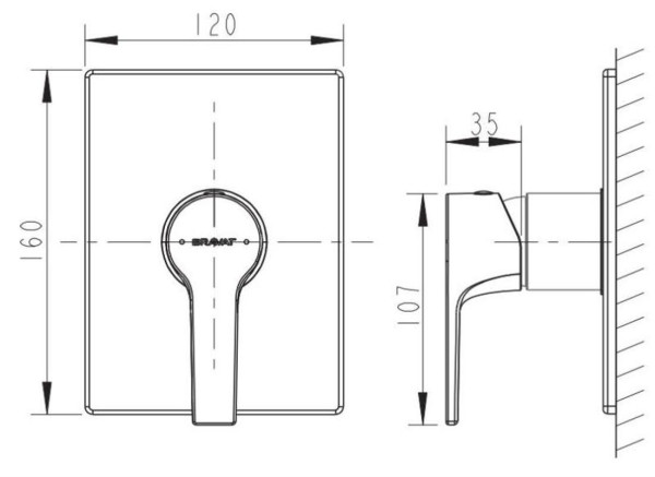 Смеситель для душа встраиваемый на 1 потока Bravat New Moon PB85179C-A-RUS, хром. Фото 2