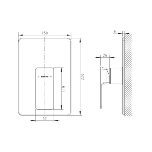 Смеситель для душа встраиваемый на 1 потока Bravat Phillis PB856101CP-ENG, хром. Фото 2