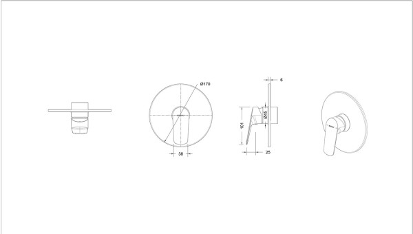 Смеситель для душа встраиваемый на 1 потока Bravat Rhein PB8429564CP-ENG, хром. Фото 2