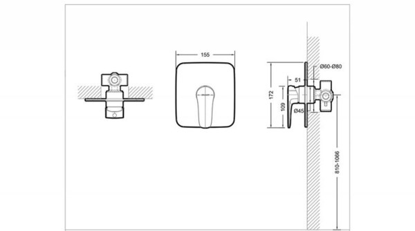 Смеситель для душа встраиваемый на 1 потока Bravat Source PB8173218CP-ENG, хром. Фото 2
