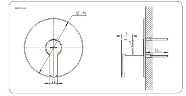 Смеситель для душа встраиваемый на 1 потока Bravat Stream PB83783CP-ENG, хром. Фото 2