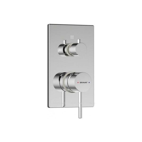 Смеситель для душа встраиваемый на 2 потока Bravat Arc P69193C-2-ENG, хром. Фото 1