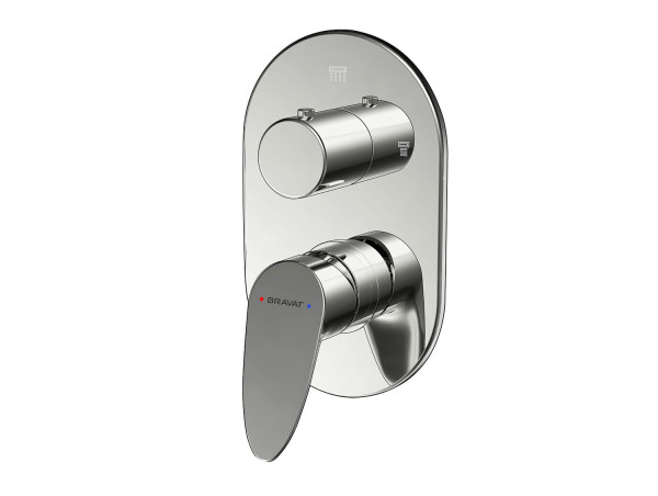 Смеситель для душа встраиваемый на 2 потока Bravat Drop P69190C-2-RUS, хром. Фото 1