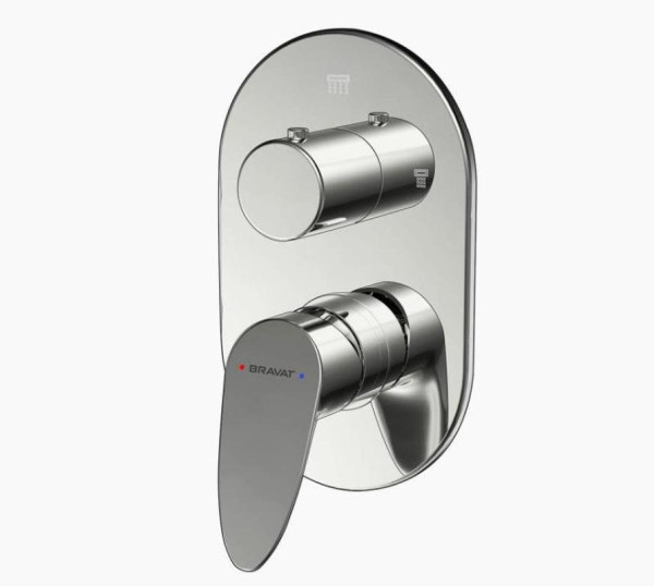 Смеситель для душа встраиваемый на 2 потока Bravat Drop P69190C-2-RUS, хром. Фото 3