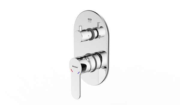 Смеситель для душа встраиваемый на 2 потока Bravat New Moon P69191C-2-RUS, хром. Фото 1