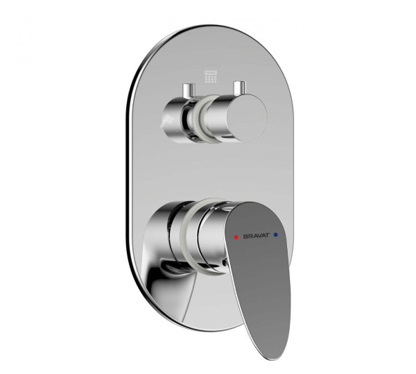 Смеситель для душа встраиваемый на 3 потока Bravat Drop P69190C-RUS, хром. Фото 1