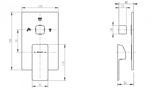 Смеситель для душа встраиваемый на 3 потока Bravat Phillis P69195C-ENG, хром. Фото 2