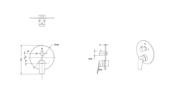 Смеситель для душа встраиваемый на 3 потока Bravat Rhein PB8429564BW-3-ENG, черный. Фото 2