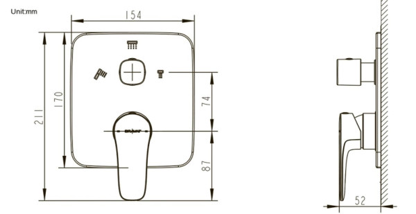 Смеситель для душа встраиваемый на 3 потока Bravat Source PB8173218CP-3-ENG, хром. Фото 2