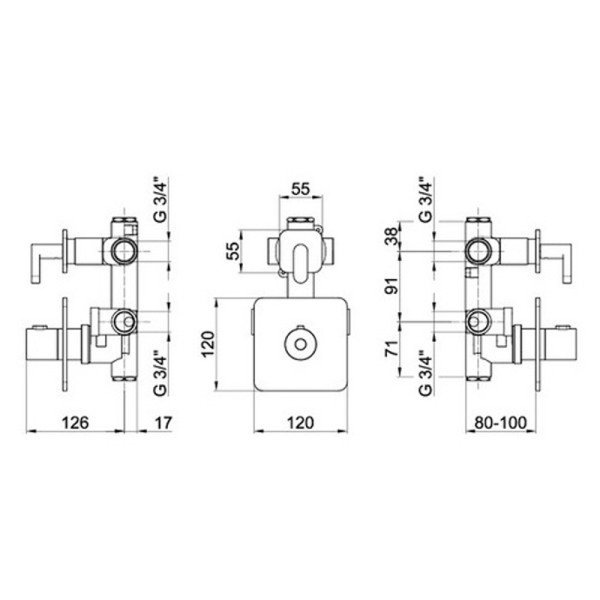Смеситель для душа встраиваемый с термостатом Webert Elio EL971302560, черный. Фото 2
