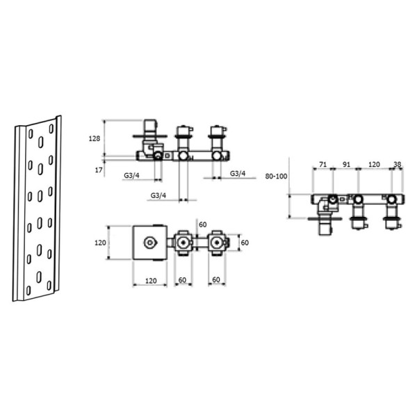 Смеситель для душа встраиваемый с термостатом Webert Elio EL971402560, черный. Фото 2