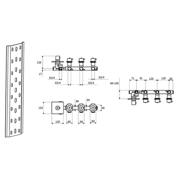 Смеситель для душа встраиваемый с термостатом Webert Elio EL971502560, черный. Фото 2
