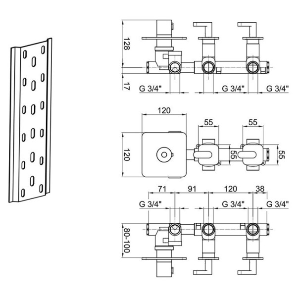 Смеситель для душа встраиваемый с термостатом Webert Living LV971402560, черный. Фото 2
